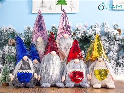 Ông già Noel vải râu dài nón kim sa nhiều màu X-VNHB-11